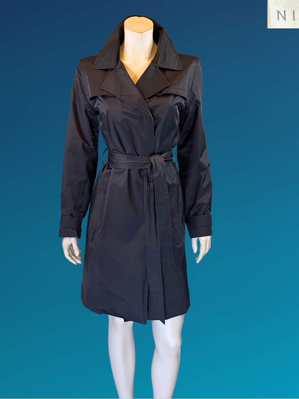 Vintage Y2K NINE WEST  Black Minimalist Mini Trench Coat 2004 | S - Picture 14 of 16